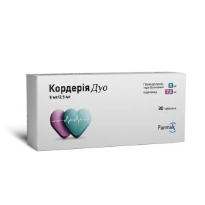 Кордерія Дуо таблетки 8 мг + 2,5 мг блістер №30