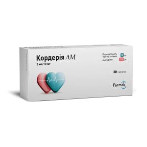 Кордерія АМ таблетки 8 мг + 10 мг блістер №30