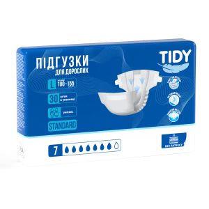 Подгузники для взрослых Tidy Standart размер L (100 - 155 см) №30