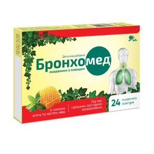 Бронхомед леденцы с плющом со вкусом мяты и содержат мед №24