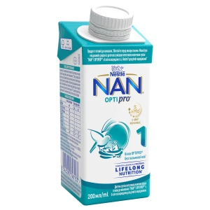 Детская смесь молочная жидкая готовая к употреблению NAN 1 OPTIPRO с 5 олигосахаридами для детей с рождения 200 мл