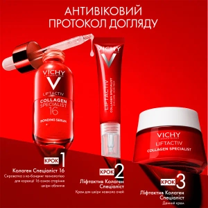 Сироватка Vichy Ліфтактив Колаген Спеціаліст 16 з ко-бондинг технологією для корекції 16 ознак старіння шкіри обличчя 30 мл