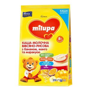 Каша молочная Milupa Овсяно-рисовая с бананом, манго и маракуйей для детей от 8 месяцев 210 г