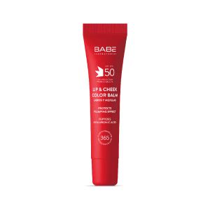 Бальзам-тинт для губ и щек Babe Laboratorios Sun Protection SPF 50 с гиалуроновой кислотой и пептидами RED 20 мл