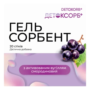Детоксорб+ Гель сорбент з активованим смородиновим вугіллям стік 20 г №20