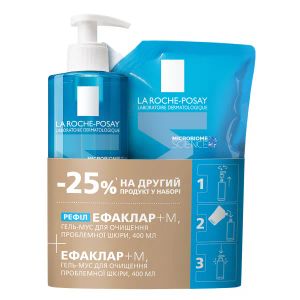 Набір засобів: Гель-мус La Roche Posay Ефаклар+М для очищення проблемної шкіри 400 мл + змінний блок 400 мл