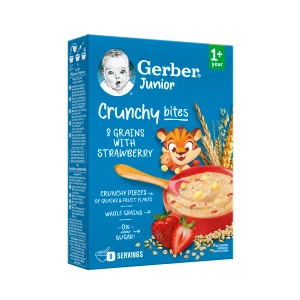 Каша сухая быстрорастворимая Gerber Мультизлаковая с хрустящими хлопьями и кусочками клубники для детей от 1 года 200 г