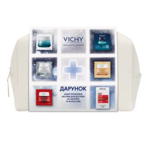 Подарунковий набір міні-засобів Vichy X-MAS 2025: Косметичка та 6 міні-продуктів