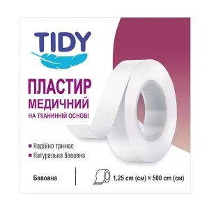 Медицинский пластырь TIDY на тканевой основе 1,25 см х 500 см №1