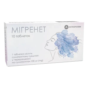 МИГРЕНЕТ ТАБЛ. П/О 100 МГ №10