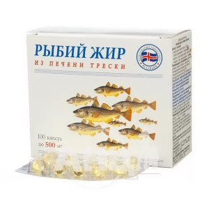 Риб'ячий жир з печінки тріски капсули 500 мг блістер №100