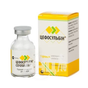 Цефосульбін порошок для розчину для ін'єкцій 1000 мг + 1000 мг флакон №1