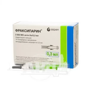 Фраксипарин раствор для инъекций 2850 МЕ анти-Ха шприц 0,3 мл №10