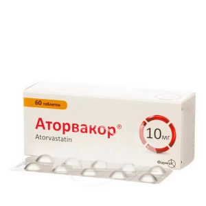 Аторвакор таблетки покрытые пленочной оболочкой 10 мг блистер №60