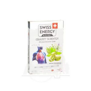 Леденцы для горла травяные Swiss Energy 20 альпийских трав эвкалипт и ментол №12