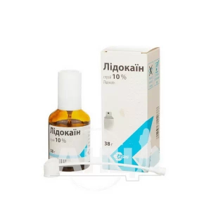 Лідокаїн спрей 10 % флакон 38 г + пластмасовий клапан-дозатор №1