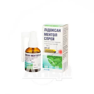 Лидоксан ментол спрей спрей для ротовой полости 2 мг/1 мл + 0,5 мг/1 мл флакон 30 мл