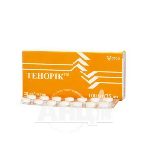 Тенорик таблетки покрытые пленочной оболочкой 100 мг + 25 мг №28