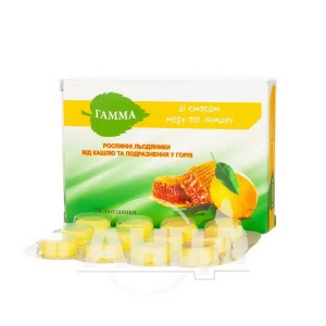 Гамма рослинні льодяники від кашлю та подразнення у горлі зі смаком меду та лимону №24