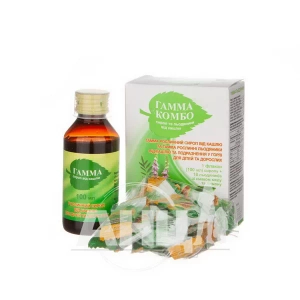 Гамма Комбо рослинний сироп від кашлю 100 мл + льодяники від болю в горлі №18