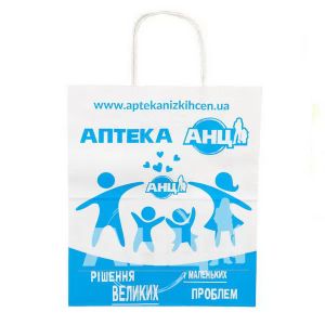 Пакет паперовий білий 30х25х15 фірмовий (АНЦ)