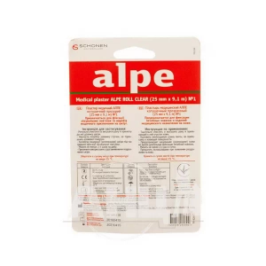 Пластир медичний Alpe котушковий прозорий 2,5 см х 9,1 м