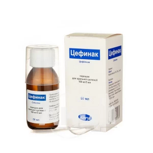 Цефинак порошок для оральной суспензии 100 мг/ 5 мл флакон 50 мл