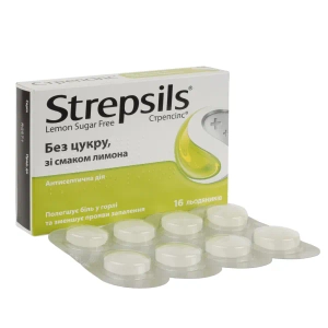 Стрепсилс без сахара со вкусом лимона леденцы №16