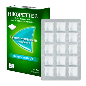 Нікоретте зимова м'ята жувальні гумка лікувальна 2 мг блістер №30