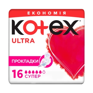 Прокладки женские гигиенические Kotex Ultra Super Dry №16