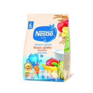 Каша суха швидкорозчинна молочна Nestle рисова з бананом, яблуком та грушою з біфідобактеріями з 6 місяців 230 г