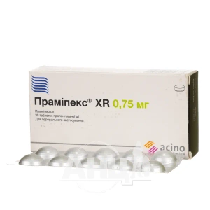 Праміпекс xr таблетки пролонгованої дії 075 мг №30
