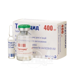 Таргоцид порошок лиофилизированный для приготовления раствора для инъекций 400 мг флакон с растворителем в ампуле 3,2 мл №1