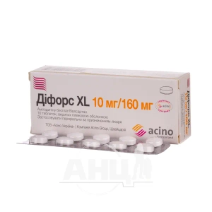 Дифорс XL таблетки покрытые пленочной оболочкой 10 мг + 160 мг блистер №10