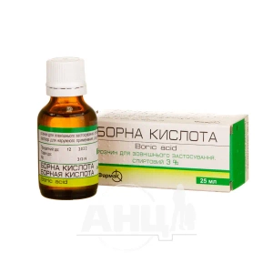 Борная кислота раствор спиртовой для наружного применения 3 % флакон 25 мл
