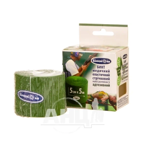 Бинт еластичний малої розтяжності адгезивний 5 см х 5 м зелений