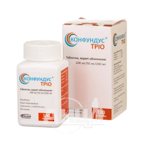 Конфундус Тріо таблетки вкриті оболонкою флакон 200 мг/50 мг/ 200 мг №100