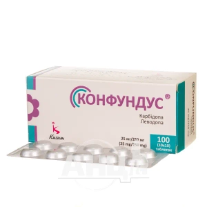Конфундус таблетки по 25 мг/250 мг блістери №100