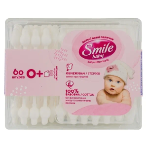 Ватные палочки Smile baby банка квадратная №60