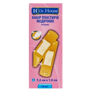 Пластырь медицинский бактерицидный Dr.House 7,2 см х 1,9 см №10