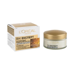 Антивіковий живильний денний крем для шкіри обличчя L'Oreal Paris Вік Експерт 65+ з SPF 20 проти зморшок 50 мл