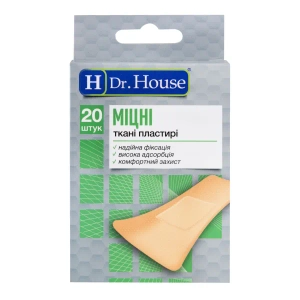 Пластир медичний бактерицидний Dr.House 7,2 см х 2,3 см тканий №20