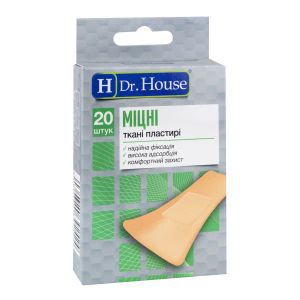 Пластырь медицинский бактерицидный Dr.House 7,2 см х 2,3 см тканый №20