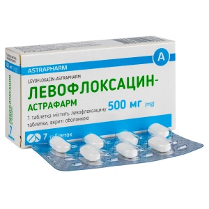 Левофлоксацин-Астрафарм таблетки вкриті оболонкою 500 мг блістер №7