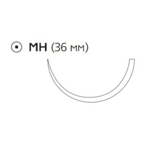 Монокрил нитка W3457 №1-0 фіолетова голка колюча 36 мм окружність 1/2