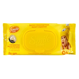 Серветки вологі для дітей від 1 року Smile magic fresh алое + ромашка №60