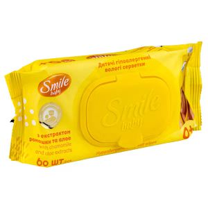 Салфетки влажные для детей от 1 года Smile magic fresh алоэ + ромашка №60
