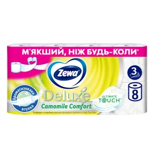 БУМАГА ТУАЛ.  ZEWA DELUXE РОМАШКА, БЕЛАЯ №8