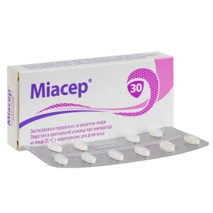 Міасер таблетки вкриті плівковою оболонкою 30 мг блістер №20