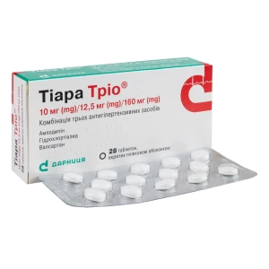 Тиара Трио таблетки покрытые пленочной оболочкой 10мг/ 12,5мг/ 160мг №28